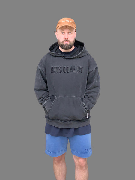 Double Concealed Pocket Hoodie - Washed Black