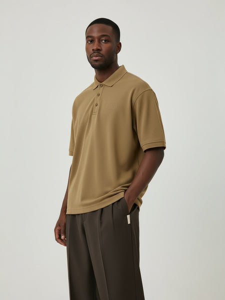 Relaxed Fit SS Polo - Tan