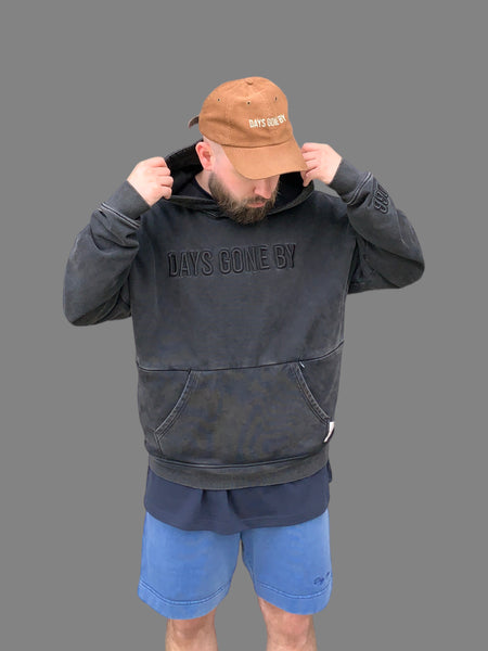 Double Concealed Pocket Hoodie - Washed Black