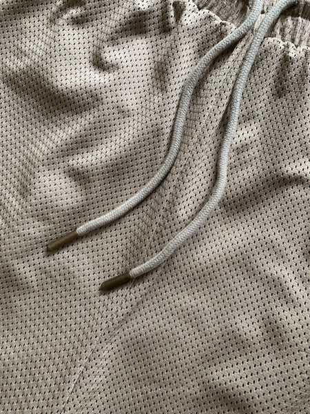 Concealed Pocket Mesh Shorts - Beige