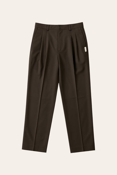 Double Pleated Trouser - Dark Brown