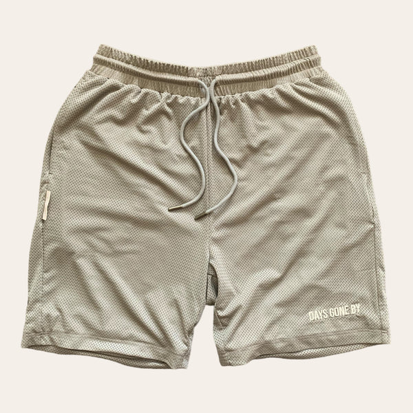 Concealed Pocket Mesh Shorts - Beige