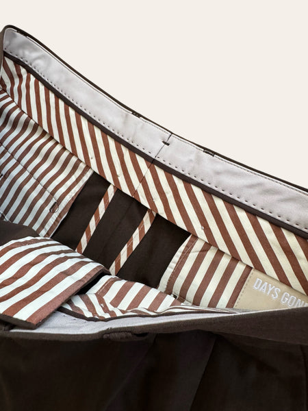 Double Pleated Trouser - Dark Brown