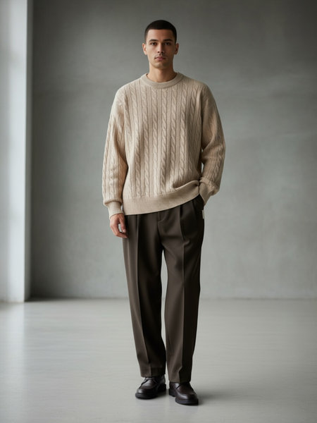 Cable Knit Sweater - Beige