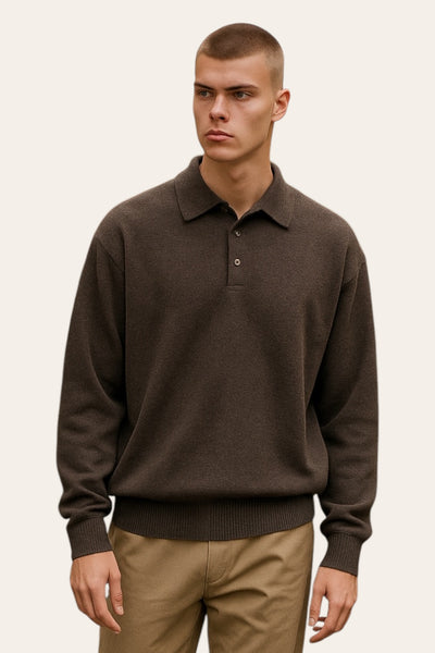 Merino Wool-Cashmere Polo - Truffle