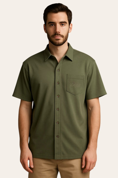 Arthur SS Button Up - Olive Green