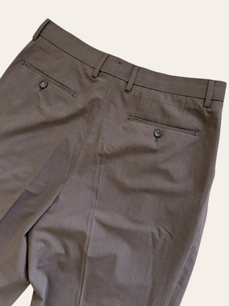 Double Pleated Trouser - Dark Brown