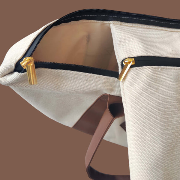Traveler Tote Bag - Natural/Brown