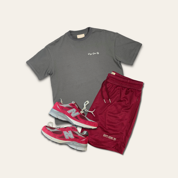Concealed Pocket Mesh Shorts - Burgundy