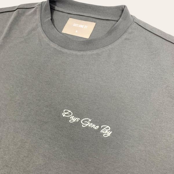 Oversized Script Logo Tee - Dark Grey