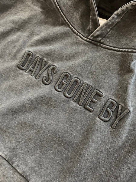 Double Concealed Pocket Hoodie - Washed Black