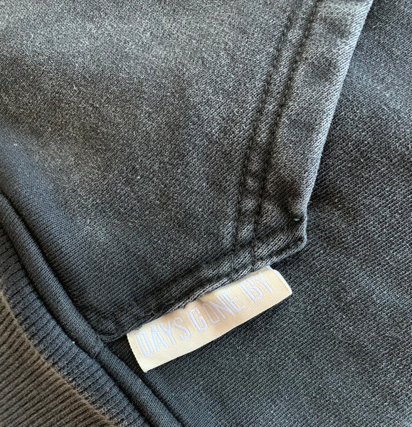 Double Concealed Pocket Hoodie - Washed Black