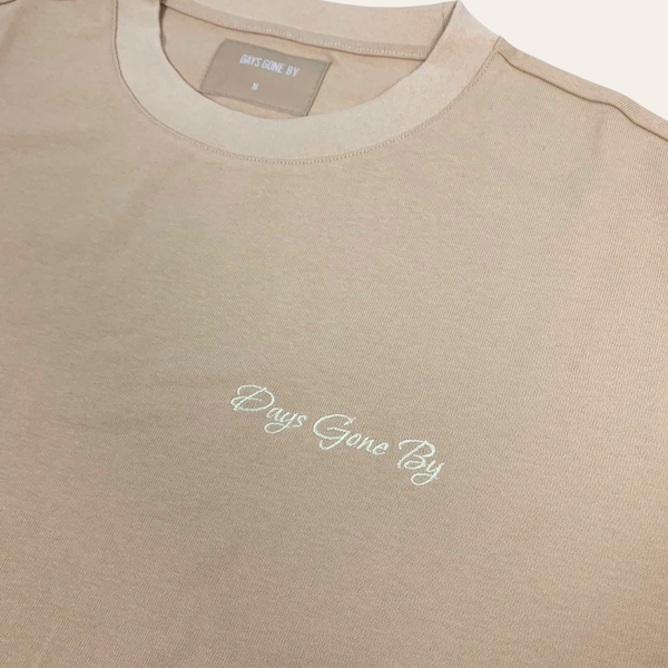 Oversized Script Logo Tee - Beige