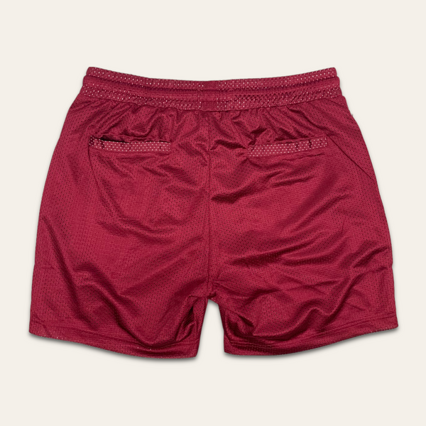 Concealed Pocket Mesh Shorts - Burgundy