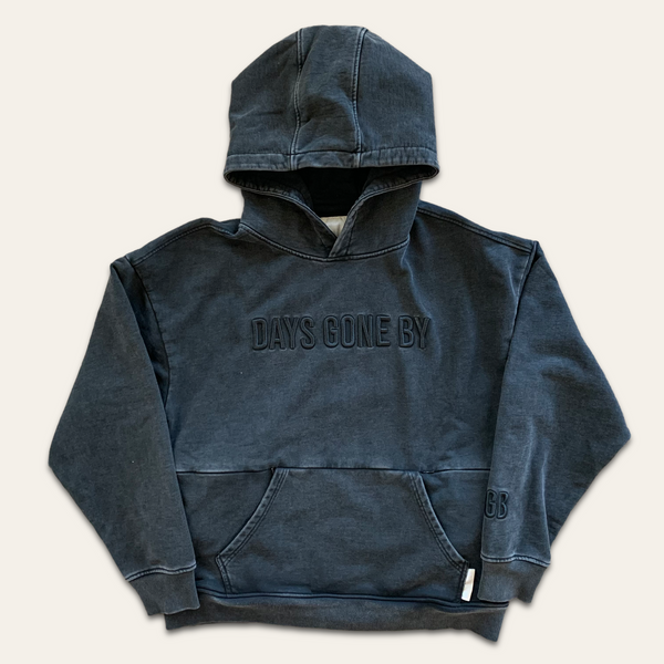 Double Concealed Pocket Hoodie - Washed Black