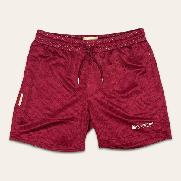 Concealed Pocket Mesh Shorts - Burgundy
