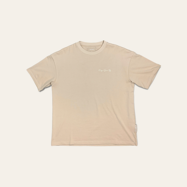 Oversized Script Logo Tee - Beige