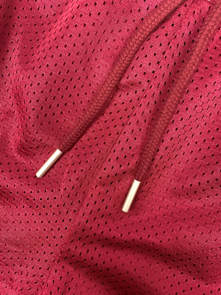 Concealed Pocket Mesh Shorts - Burgundy