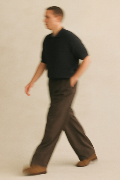 Double Pleated Trouser - Dark Brown