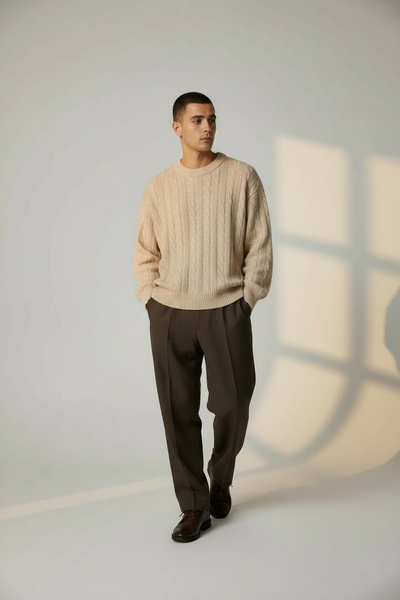 Cable Knit Sweater - Beige