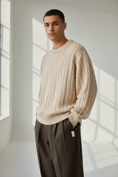 Cable Knit Sweater - Beige