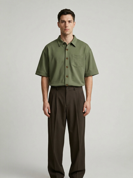 Arthur SS Button Up - Olive Green