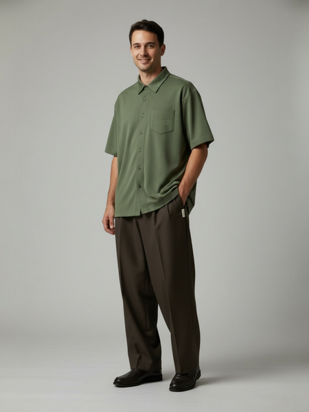 Arthur SS Button Up - Olive Green