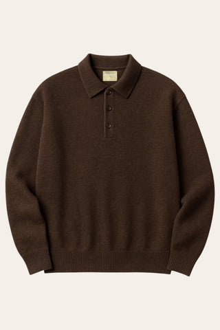 Merino Wool-Cashmere Knit Polo - Truffle
