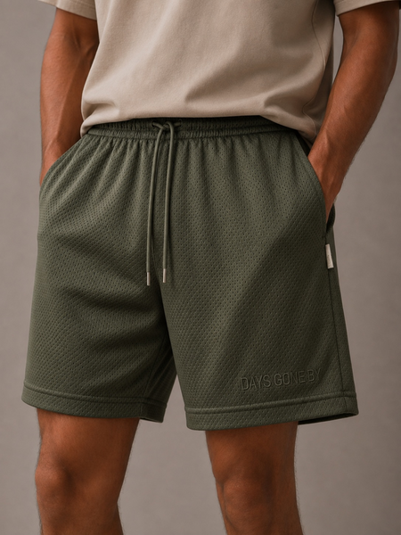 Concealed Pocket Mesh Shorts - Dark Olive