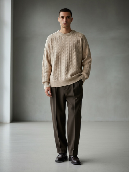 Cable Knit Sweater - Beige