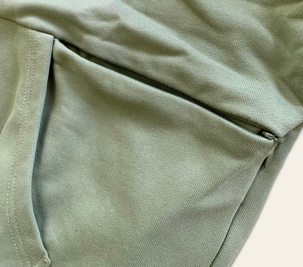 Double Concealed Pocket Hoodie - Sage Green